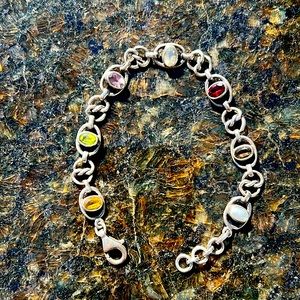 Nicky Butler multi colored gemstone bracelet  in 925 Sterling, 7 1/4 inches long